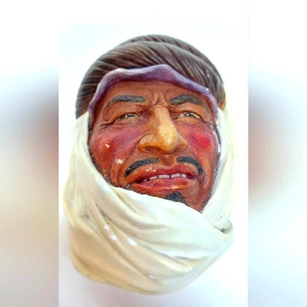 Vintage Antique ceramic wall art Sculpture 1950s Stunning Details Arab Man?